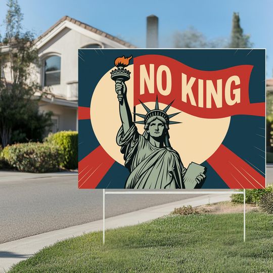Discover No Kings Yard Sign with metal H stake, anti-trump protest sign, political garden decoration, Protest Anti Authoritarian liberty yard sign