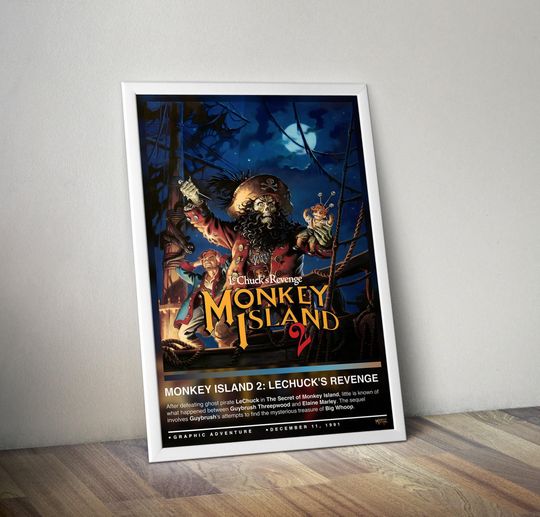 Discover Monkey Island 2 LeChuck's Revenge Poster | Gaming Poster | 4 Colors | Gaming Decor | Video Game Poster | Gaming Gift | Gaming Wall Art