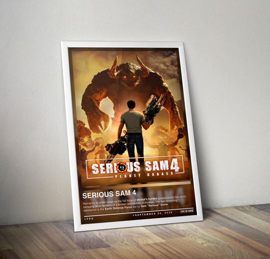 Discover Serious Sam 4 Poster Print | Serious Sam Cover | Gaming Poster | 4 Colors | Gaming Decor | Video Game Poster | Gaming Gift, Video Game Print