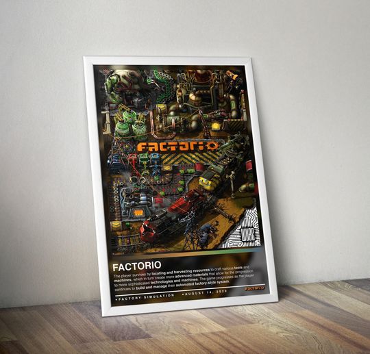 Discover Factorio Poster | Factorio Print | Gaming Poster | 4 Colors, Gaming Decor, Video Game Poster, Gaming Gift, Gaming Wall Art, Video Game Print