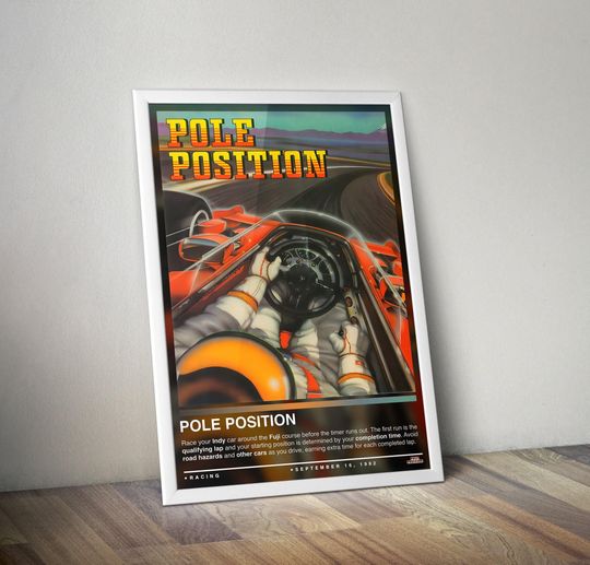 Discover Pole Position Poster Print | Pole Position Cover | Gaming Poster | 4 Colors | Gaming Decor, Video Game Poster, Gaming Gift, Video Game Print