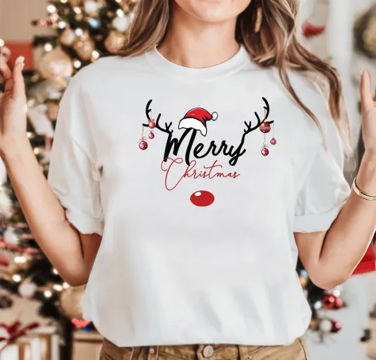 Discover Christmas T-Shirt Novelty Funny Santa Reindeer Xmas Gift Top, Bulb