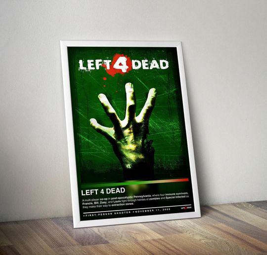 Discover Left 4 Dead Poster | Left 4 Dead Print | Gaming Poster | 4 Colors | Gaming Decors | Video Game Posters | Gaming Gifts | Gaming Wall Arts
