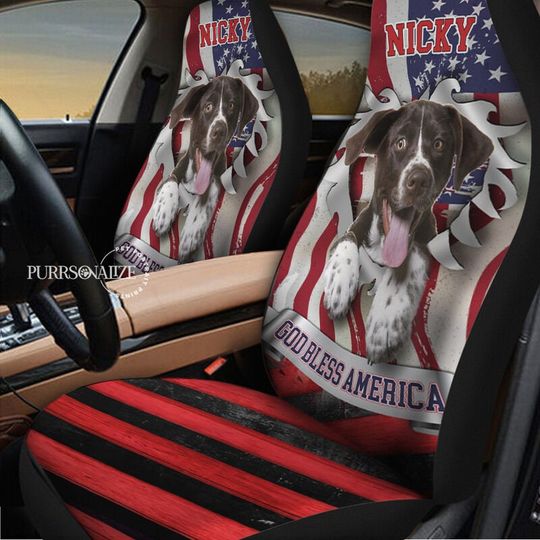 Discover Custom Photo & Name Pet Car Seat Cover, "God Bless America" July 4th Dog Cat Car Seat Cover, Pet Lovers' Gift, Set of 2car Accessories