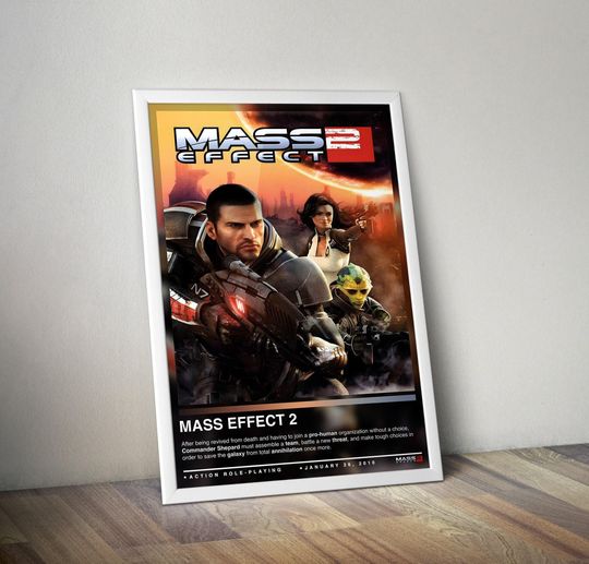 Mass Effect 2 Poster Print | Mass Effect Cover | Gaming Poster | Gaming Decor | Video Game Poster | Gaming Gift, Video Game Print