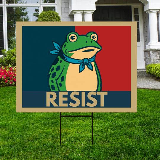 Discover Portland Frog Anti-ICE Protest Yard Sign - Anti-Trump, No Kings In America, Protect Democracy, Resist Fascism Yard Sign with Metal H-Stake