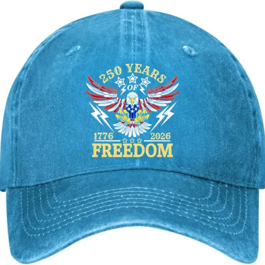 Discover Eagle US 250 Yrs Freedom - Washed Hat Distressed Baseball Cap Adjustable Dad Hat