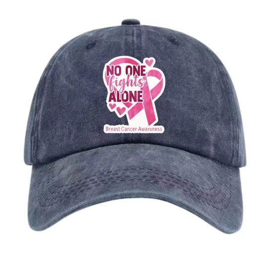 "No One Fights Alone"Breast Cancer Awareness Baseball Cap Fashionable Peaked Cap