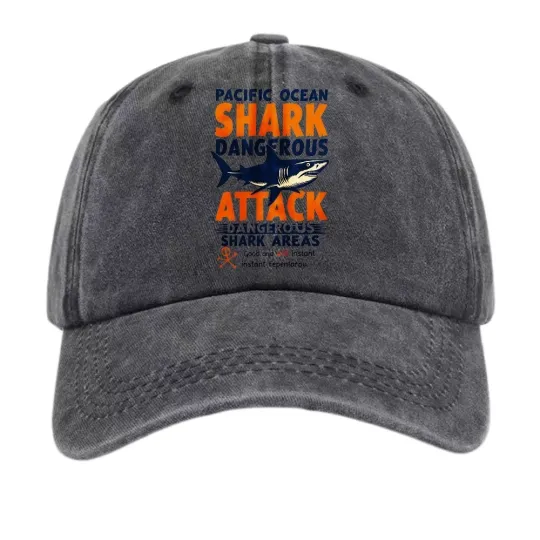 Discover Pacific Ocean Shark Graphic Print Hat Casual Fashionable Trendy Baseball Cap