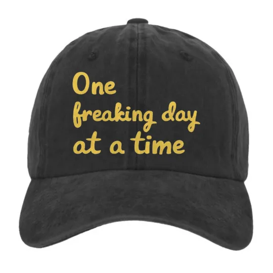 Discover One Freaking Day At A Time Funny Quote DTF Graphic Printed Adjustable Hat