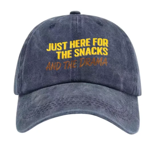 Discover "Just Here For The Snacks And The Drama" Funny Vintage Baseball Cap