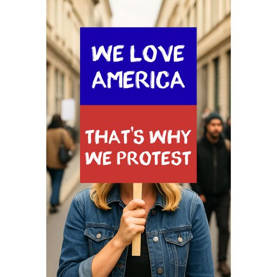Discover We Love America Protest Sign, Anti Trump Protest Poster, Anti-Fascist Protest Sign, No Kings Protest Sign, Protect Democracy Protest Sign