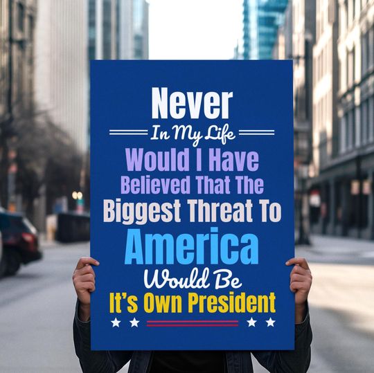 Protect Democracy Protest Sign To Carry, Anti Trump Sign, Printable Rally Sign, Resist Fascism No Kings Protest Poster