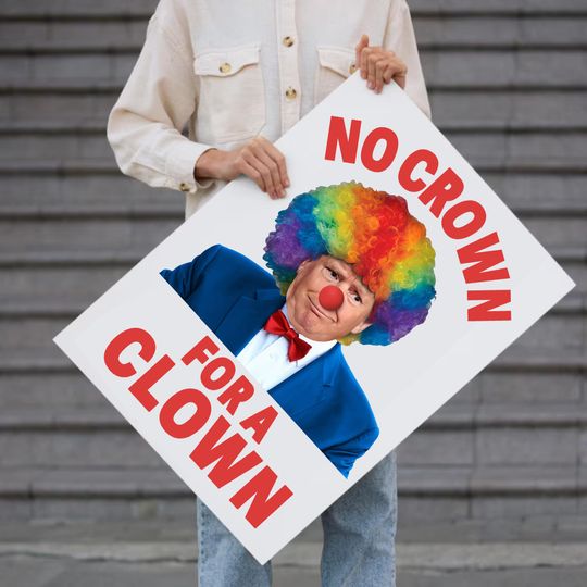 Discover No Kings Protest Sign Clown Trump Protest Print, Anti Trump, Hands Off, Political Activist Poster, Fascist Protest, Digital Download