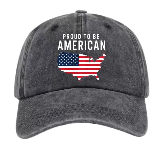 Discover "Proud To Be American" American Flag Map Vintage Baseball Cap 2