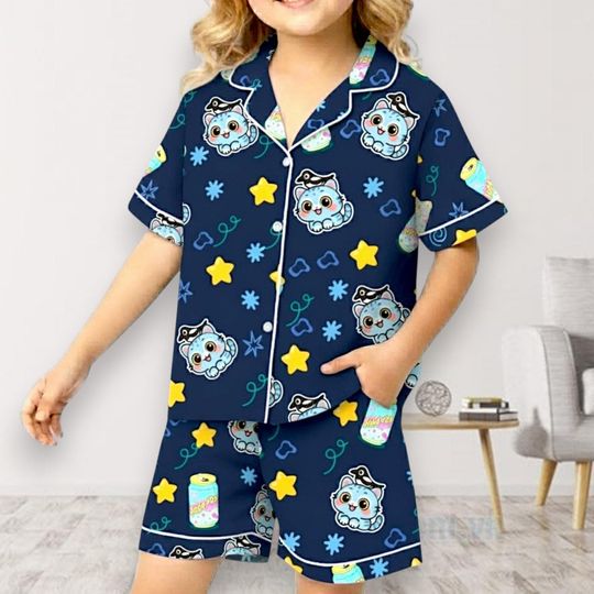 Kpop Hunter Blue Tiger Pajama Set, Tiger Youth Pajama Set, Kpop pajamas