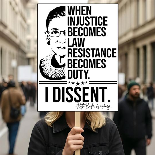 Discover Resistance Protest Sign | RBG Resistance Rally Sign, No Kings In America Protest Sign, Anti-Trump, Political Activist Poster, Resist Fascism