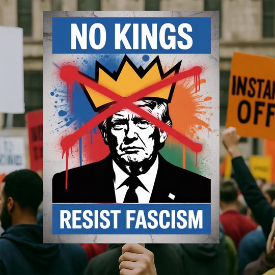 Discover No Kings Protest Sign, Anti-Trump Poster Sign, Political Activist Rally Sign
