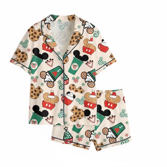 Discover Micky Coffe Pajama Set, Micky Mouse PJs, Cartoon Portrait Disney Family Sleepwear