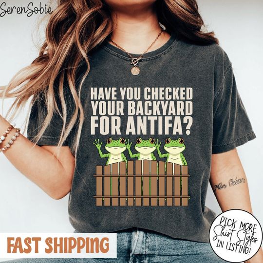 Discover Frogtifa T-Shirt, Funny Antifa Frog Shirt, Leftist Political Humor Tee, Anti Fascist Activist Shirt, Socialist Anarchist Protest Sweatshirt