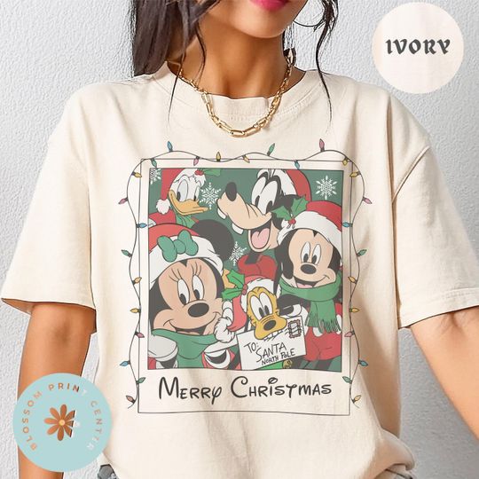 Discover Comfort Color Disney Mickey and Friends Merry Christmas Shirt Retro Disney Christmas Shirt Disney Matching Couple Disney Family Shirt