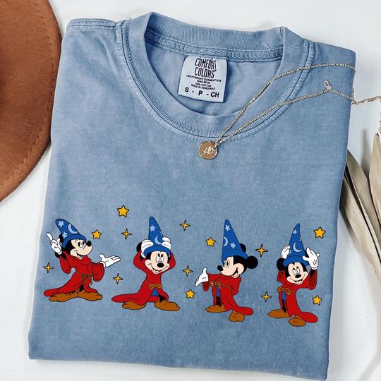 Discover Disney Fantasia Mickey Watercolor T-Shirt, Fantasia Mickey Shirt, Mickey Sorcerer Tee, Disneyland Family Matching Shirt