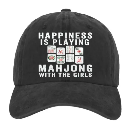 Discover Happiness Is Playing Mahjong With The Girls Graphic Baseball Cap Hat