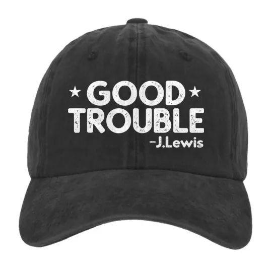 Discover Good Trouble Hat J. Lewis Quote Adjustable Inspirational Dad Baseball Cap