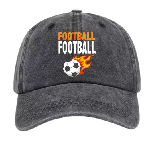 Discover Football Flame Print Hat Casual Wear Hat Retro Fashionable Trendy Baseball Cap