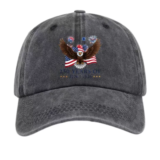 Discover 250 Years 1776 2026 Hat Patriotic Eagle American Flag Fireworks Baseball Cap