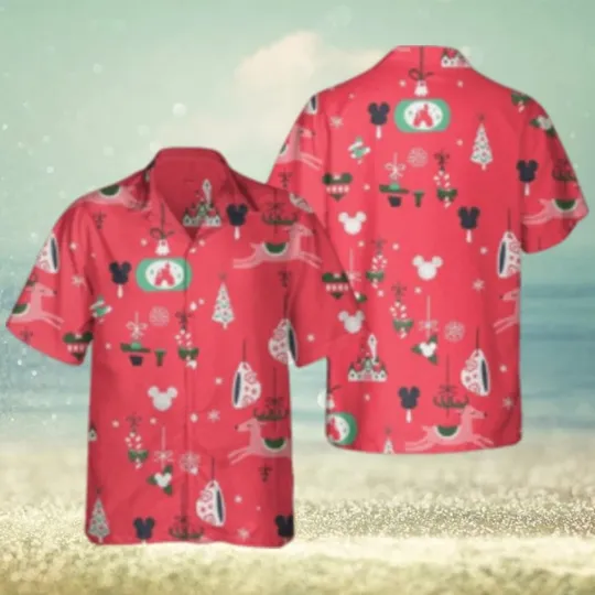 Discover Sleeping Beauty Castle Mickey Food Hawaiian Shirts Disney Parks Xmas Merry Aloha