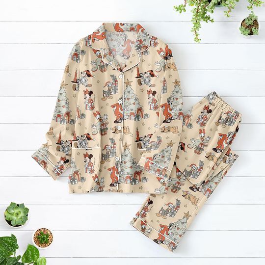 Discover Mickey Minnie Christmas Pajamas Set, Mickey And Friends Xmas Pajamas, Disney Magic Kingdom Pjs, Donald Daisy Duck Xmas Loungewear