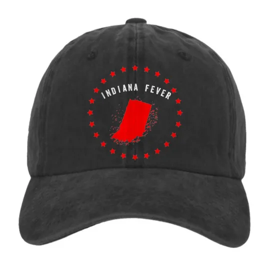 Discover Indiana Fever Hat - Adjustable Cap with Red State & Stars Design Baseball Cap