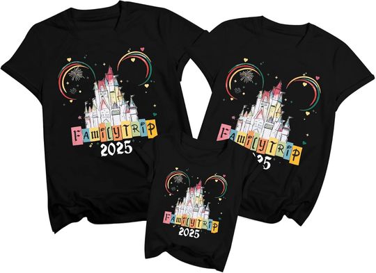 Discover Magical Family Shirts Matching 2025 Vacation Family Matching Outfits Mom and Mini Cute Summer Trip Clothes