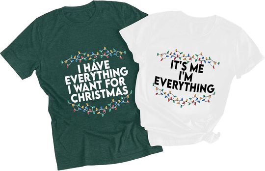 Christmas Couples Shirts His and Her Matching Xmas Outfits Sets Funny Christmas Family Pajamas Short Sleeve Tees Top