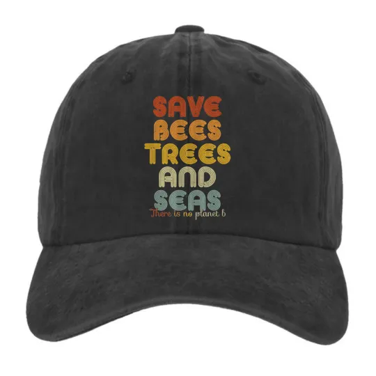 Discover Save Bees Trees and Seas Graphic Baseball Cap – Eco Nature Streetwear Hat