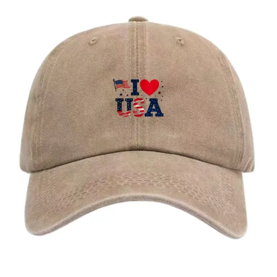 Discover "I Love USA" Patriotic Baseball Cap