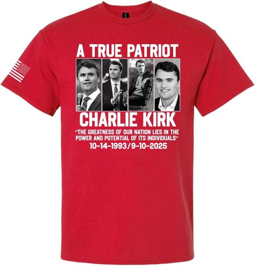 Discover Patriot Pride Men's Graphic T-Shirt - A True Patriot, Charlie Kirk RIP 1993-2025 Design