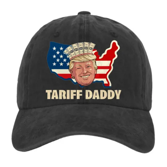 Discover Tariff Daddy USA Hat – Patriotic Parody Cap with Money Crown & Map Design