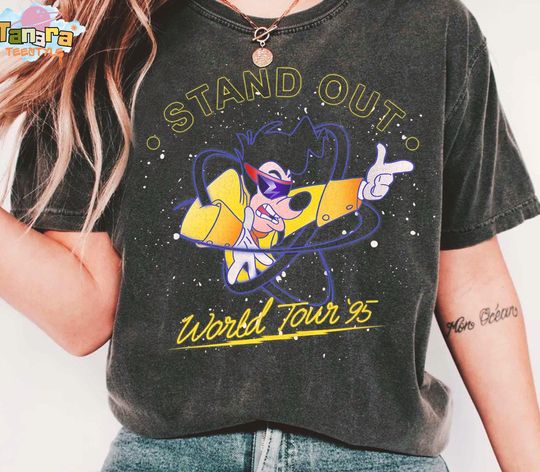 Discover Retro 90s Disney Powerline T-Shirt, A Goofy Movie World Tour, Disney Theme Park Family Vacation Tee