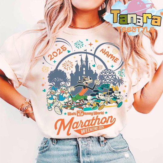 Discover Retro 90s runDisney Mickey & Friends Marathon Weekend T-Shirt, Every Mile Is Magic Half Marathon Tee
