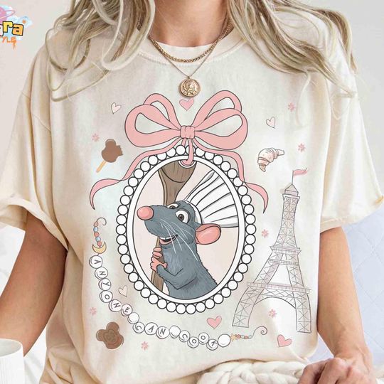 Discover Retro 90s Coquette Bow Disney Ratatouille Remy Tee, Paris France Gusteau's Quote, Girly Disney Fan Shirt