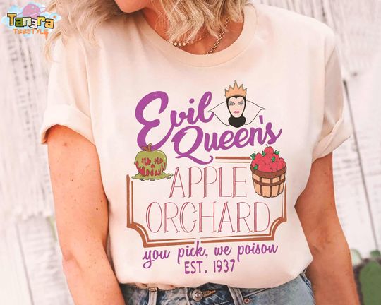 Discover Disney Villains Evil Queen's Apple Orchard T-Shirt, Snow White and the Seven Dwarfs, Vintage Disneyland Family Vacation Trip