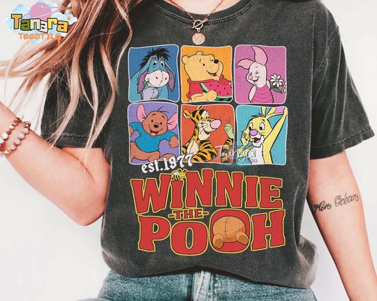 Discover Retro 90s Disney Winnie the Pooh Characters Shirt, Eeyore Tigger Piglet T-Shirt, Magic Kingdom Disneyland Family Vacation Trip