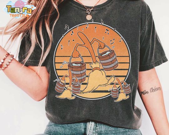 Discover Disney Fantasia Magic Broom T-Shirt, The Sorcerer's Apprentice Mickey Mouse Tee, Retro 90s Style, Hollywood Studios Vacation Gift