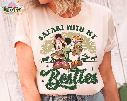 Discover Retro 90s Minnie and Daisy Safari With My Bestie T-Shirt, Disney Best Friends Animal Kingdom Shirt, WDW Disneyland Trip