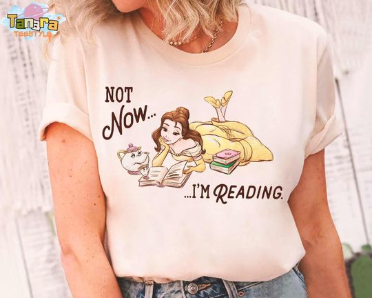 Discover Retro 90s Belle Princess Not Now I'm Reading T-Shirt, Disney Beauty and The Beast Characters, Disneyland Family Vacation Trip Gifts