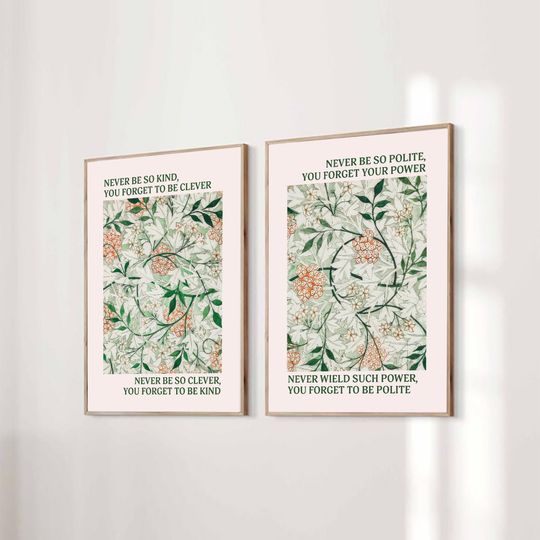 Discover Set of 2 Never Be So Kind You Forget To Be Clever Taylor Poster Marjorie Quote Lyrics Print Subtle Office Decor Home Room Digital Printable