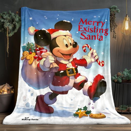 Discover Disney Mickey transforms into a Christmas reindeer, ”Merry Existing Santa" blanket: Cute and fun Christmas warm companion