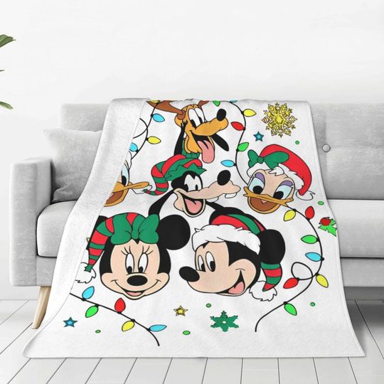 Discover Christmas Mickey Minniee Mouse Warm Soft Blankets Cute Cartoon Plush Throw Blanket Fluffy Bedroom Flannel Bedspread Bed Cover